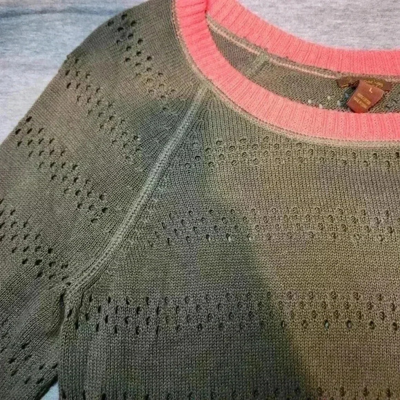 COPPER KEY KNIT SWEATERTOP OLIVE GREEN/ORANGE SIZE L - Picture 5 of 6